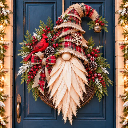 🎄 Rustic Christmas Gnome Wreath – A Cozy Farmhouse Christmas Welcome
