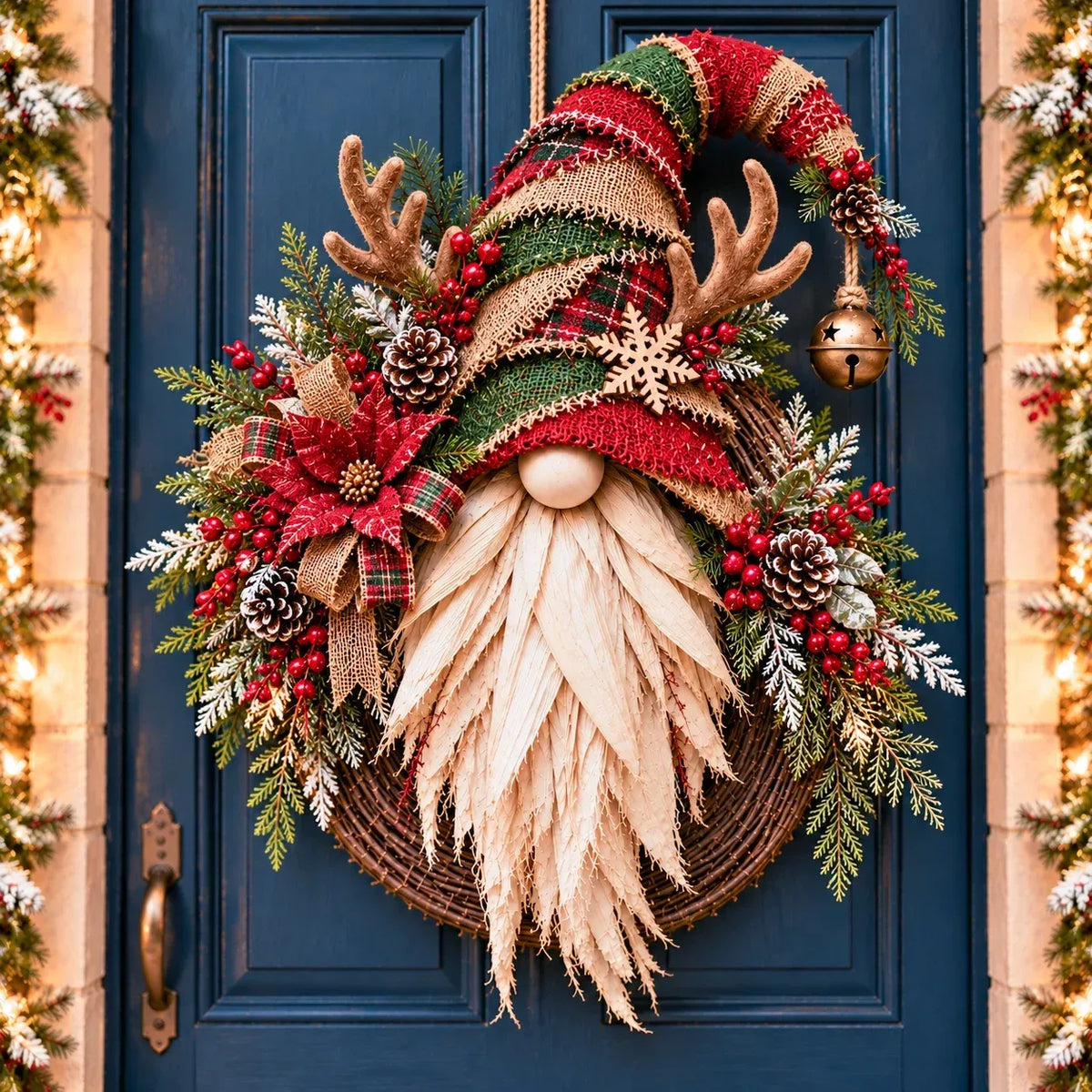 🎄 Rustic Christmas Gnome Wreath – A Cozy Farmhouse Christmas Welcome
