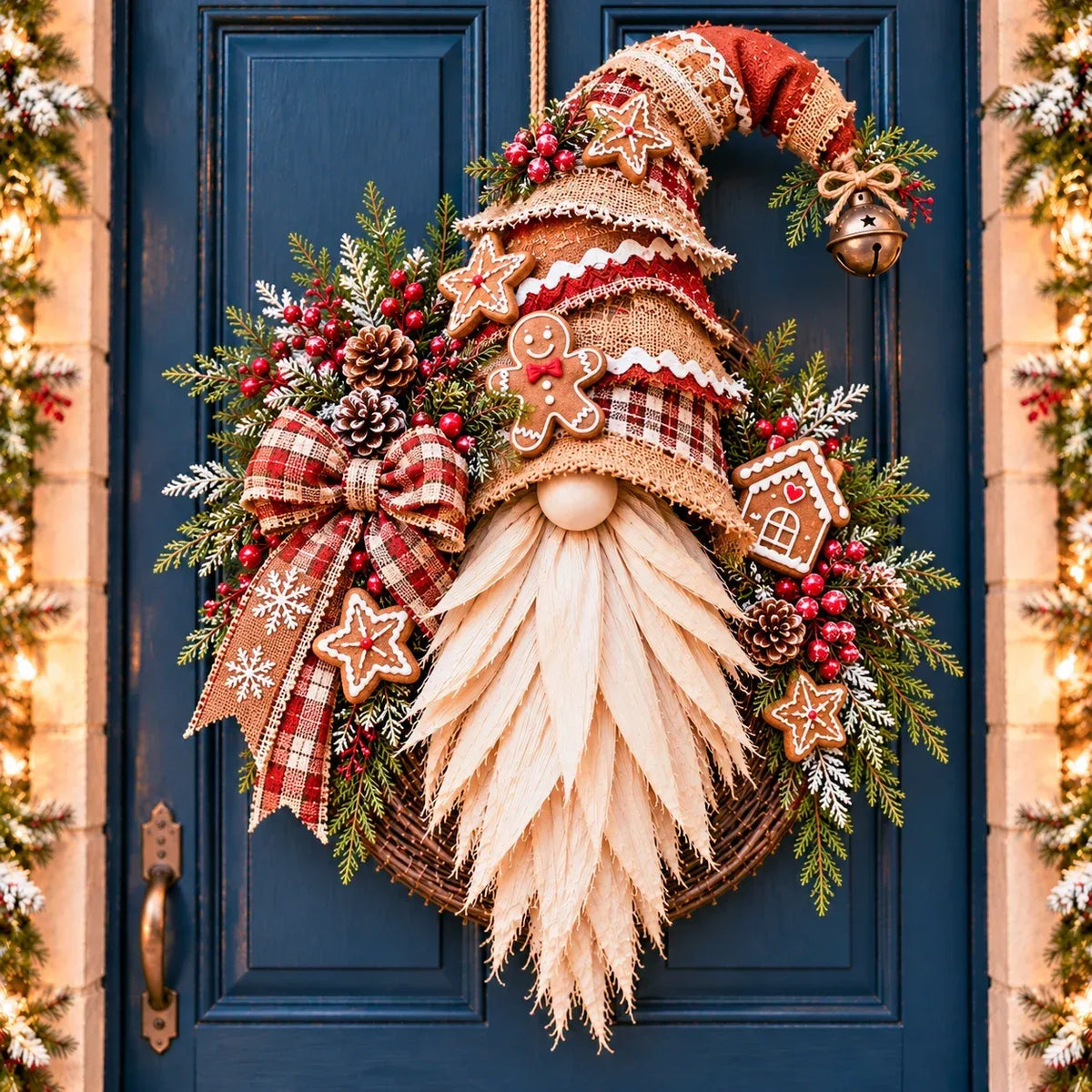 🎄 Rustic Christmas Gnome Wreath – A Cozy Farmhouse Christmas Welcome