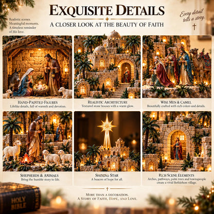 ✨ Remember the Night That Changed Everything! — The Holy Night of Bethlehem Illuminated Nativity Village