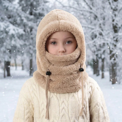 🔥 49% OFF – 3-in-1 Kids' Winter Hood – Soft Fleece Hat, Face Cover & Neck Warmer❄️🧣