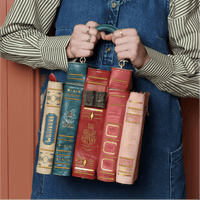 Retro stacked book tote bag