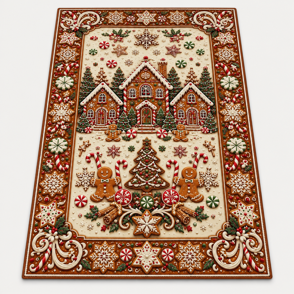 🎄 Christmas Holiday Optical Illusion Area Rug, Festive Winter Non-Slip Carpet for Living Room Decor ❄️