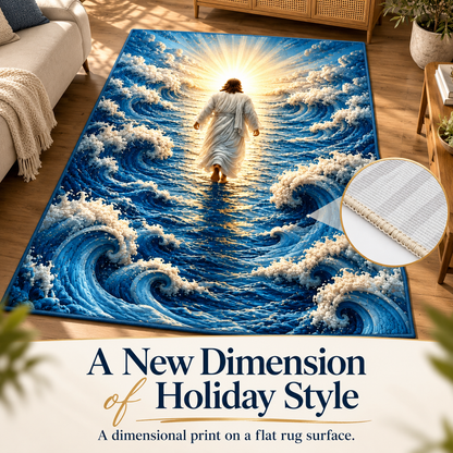🎄 Christmas Holiday Optical Illusion Area Rug, Festive Winter Non-Slip Carpet for Living Room Decor ❄️