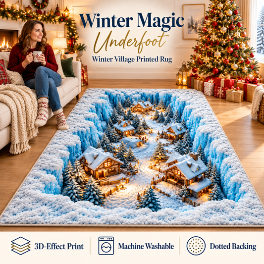 🎄 Christmas Holiday Optical Illusion Area Rug, Festive Winter Non-Slip Carpet for Living Room Decor ❄️