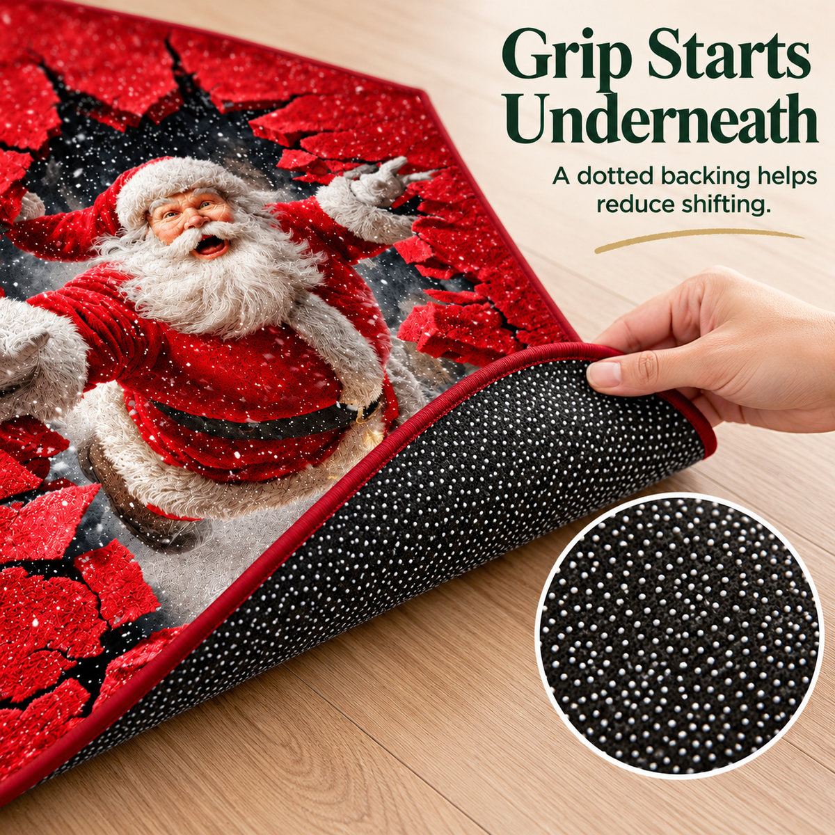 🎄 Christmas Holiday Optical Illusion Area Rug, Festive Winter Non-Slip Carpet for Living Room Decor ❄️