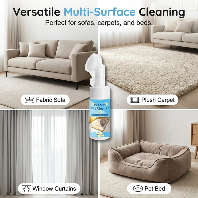 🐾 50% Off! 🧼 Waterless Pet Mat Foam Cleaner – With Brush & Quick Refresh ✨