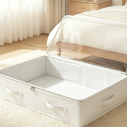 🧺 Foldable Underbed Storage Bag with Zipper Lid, Dustproof Under Bed Storage Container, Sturdy Handle for Clothes, Blankets, Bedding & Seasonal Items