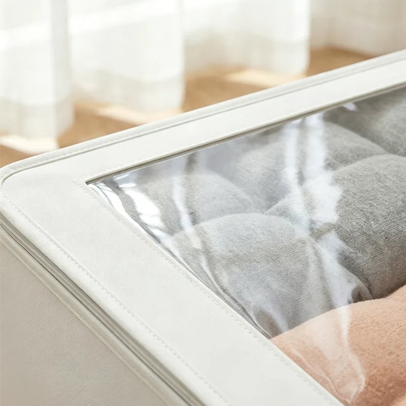 🧺 Foldable Underbed Storage Bag with Zipper Lid, Dustproof Under Bed Storage Container, Sturdy Handle for Clothes, Blankets, Bedding & Seasonal Items