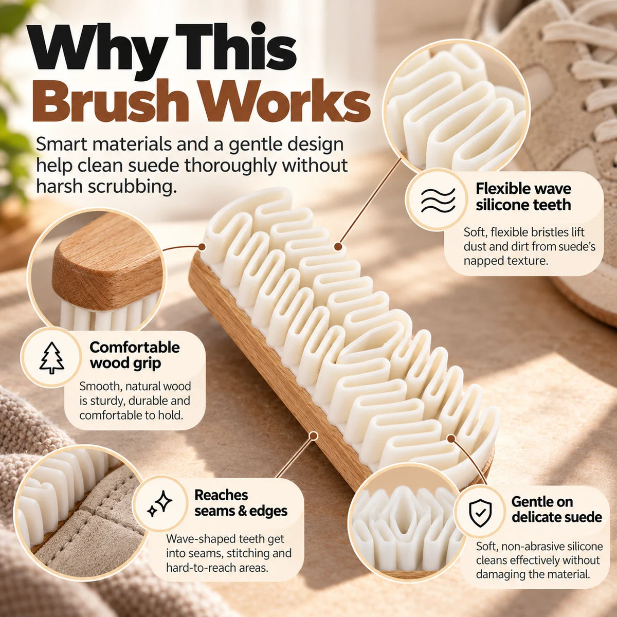 🎁 Buy 1, Get 1 FREE (Free Cleaner)👟 Suede Shoe Cleaning Brush for Everyday Dirt