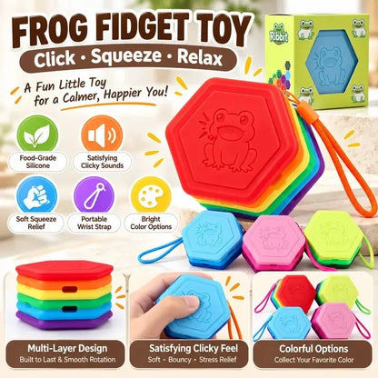 🐸Food-Grade Silicone Clicky Frog Sensory Squeeze Toy – Portable Multi-Layer Fidget Fun
