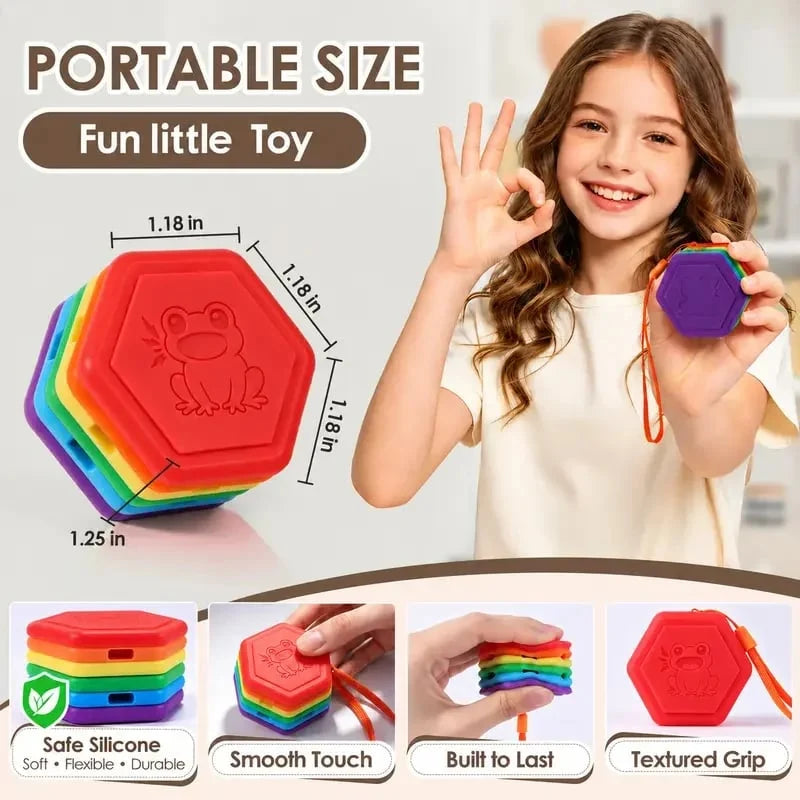 🐸Food-Grade Silicone Clicky Frog Sensory Squeeze Toy – Portable Multi-Layer Fidget Fun