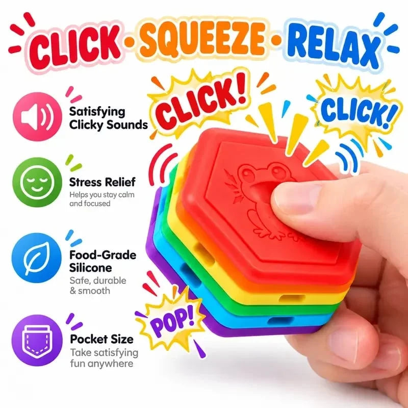 🐸Food-Grade Silicone Clicky Frog Sensory Squeeze Toy – Portable Multi-Layer Fidget Fun
