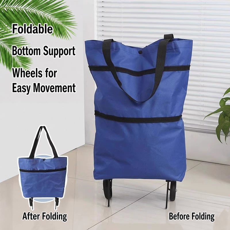 🛒 2-in-1 Foldable Rolling Shopping Trolley Bag -[49% OFF]- ✨ 23L Large Capacity Reduce Hand Strain