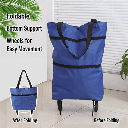 🛒 2-in-1 Foldable Rolling Shopping Trolley Bag -[49% OFF]- ✨ 23L Large Capacity Reduce Hand Strain