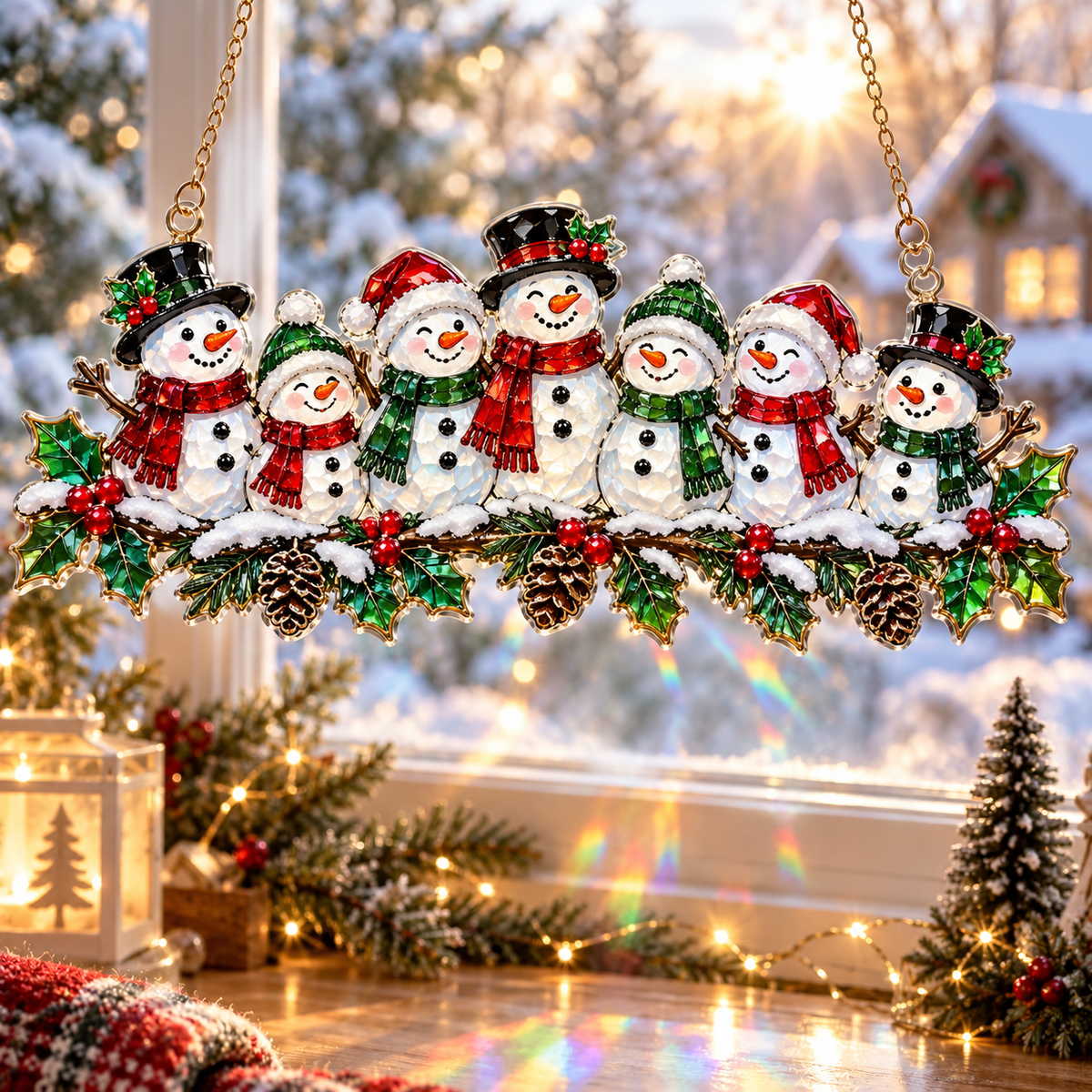 ✨ Whimsical Christmas Window Suncatchers – 11 Whimsical Stained-Glass Window Designs🎄