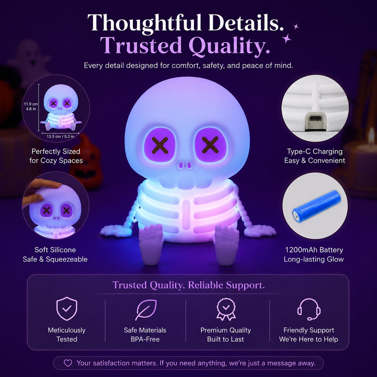 💀Last Day 50% OFF🔥Charming Silicone Skeleton Color Changing Bedside Night Light🔥