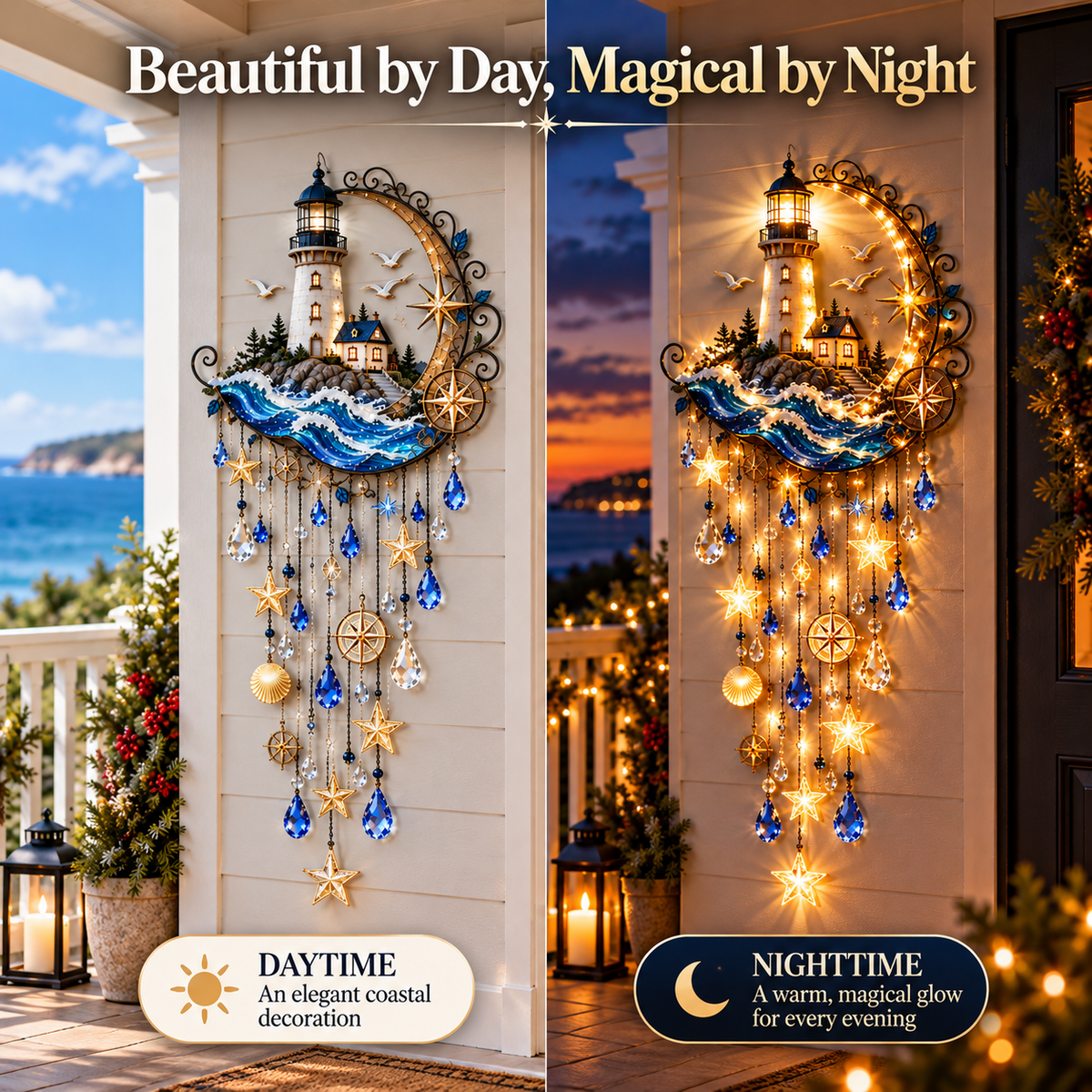 🔥Last Day 49% OFF🔥🌊 Lighthouse Starlight Cascade™ – Lighted Coastal Wall Decor
