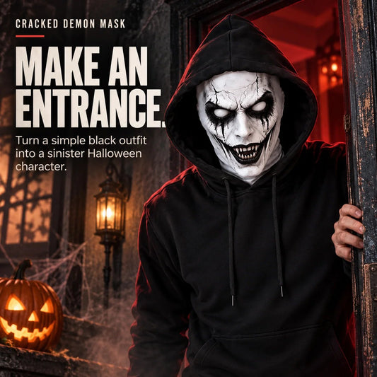 🎃 Cracked Demon Halloween Mask – Sinister Grin, Terrifying Transformation