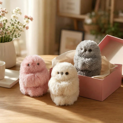 🦉 3-in-1 Interactive Owl Keychain – Talk, Sing & Turn Head – Cute Plush Pendant for Bags, Keys & Cars