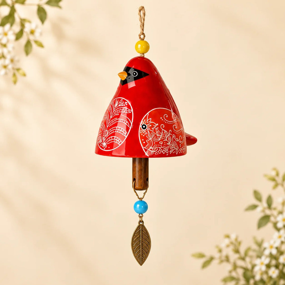 🐦Hand-Painted Resin Bird Wind Chime, Colorful Folk Art Garden Hanging Decor