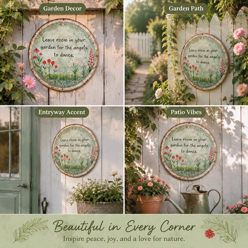 🧚✨ Angel Dance Round Metal Wall Sign