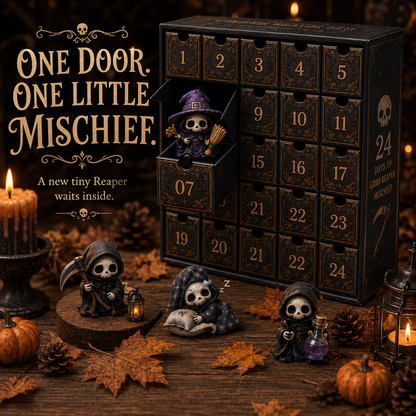 🔥Last Day 50% OFF-💀24 DAYS OF GRIM REAPER MISCHIEF|A Tiny Reaper Awaits Behind Every Door👻