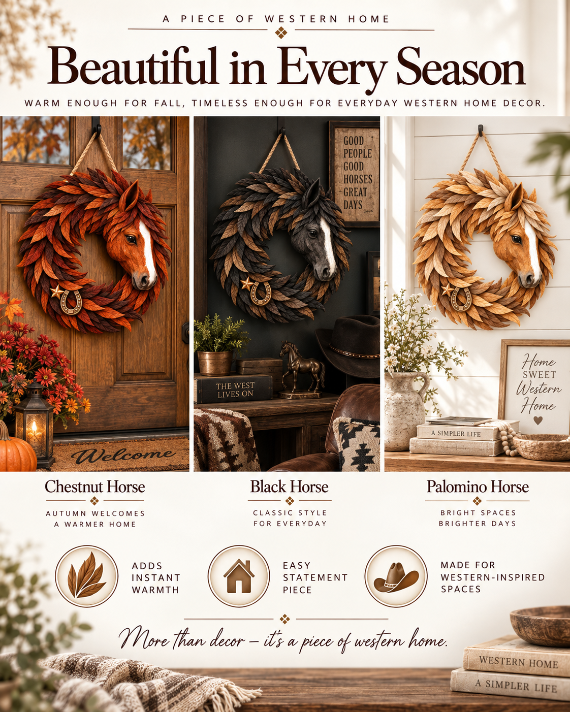 🐴🤎Rustic Horse Head Wreath – Western Farmhouse Wall & Door Decor🎁