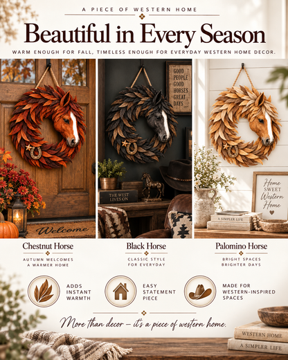 🐴🤎Rustic Horse Head Wreath – Western Farmhouse Wall & Door Decor🎁