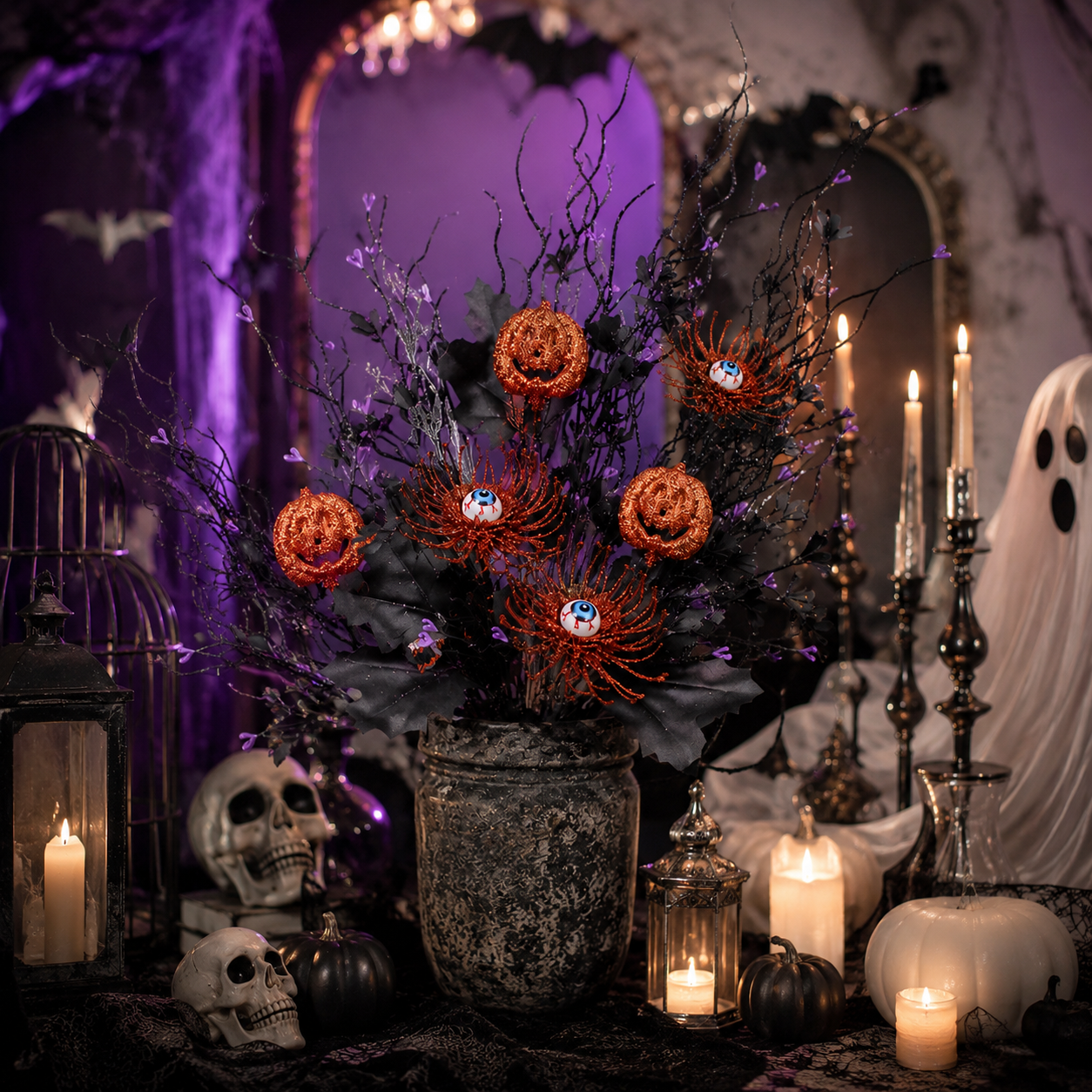 🖤 Tiges d'Halloween gothiques sombres – Élégance sinistre instantanée pour tout vase ou cheminée