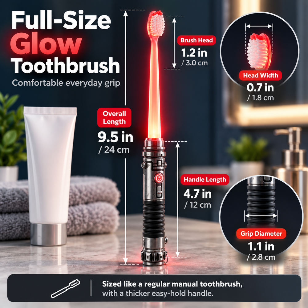 Galactic Glow toothbrush size guide and measurements