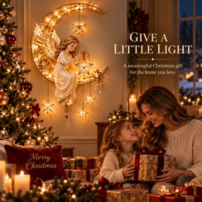 🔥Heavenly Angel Crescent Moon Glow™ - Lighted Christmas Wall Decor