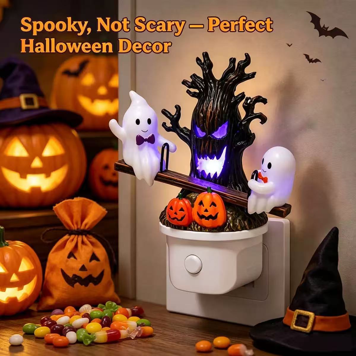 🔥HOT SALE 49% OFF-🎃👻Animated Seesaw Ghost Plug In LED Night Light