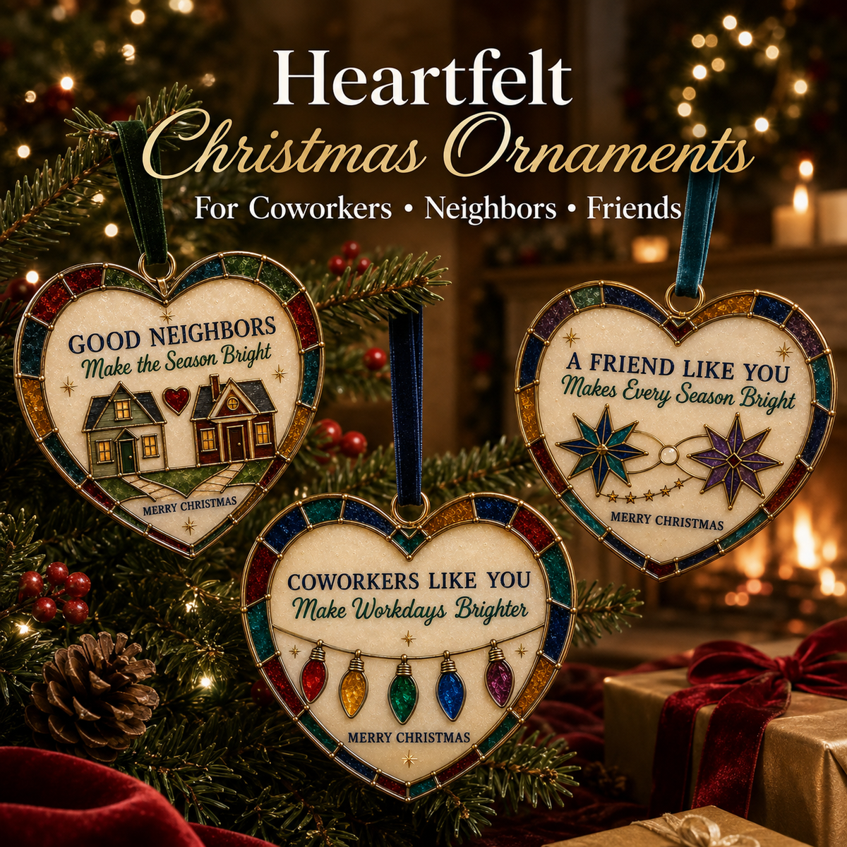 ✨ Heartfelt 'Stained-Glass Style' Christmas Ornaments | The Perfect Holiday Gift for Everyone You Love ❤️🎄