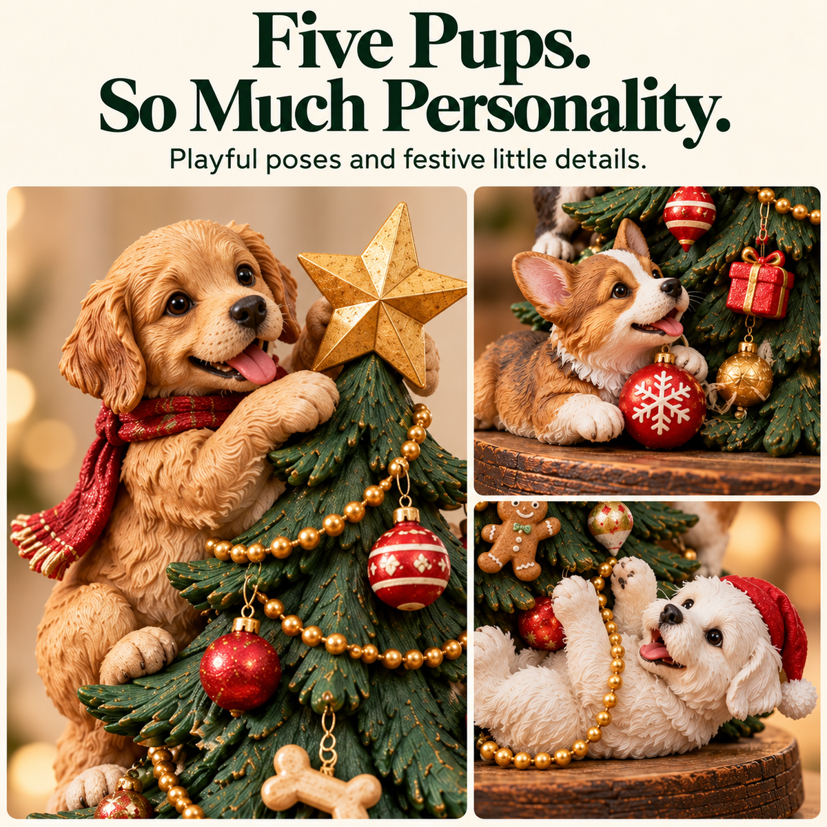 Christmas Puppy Party – Dog Christmas Tree Figurine
