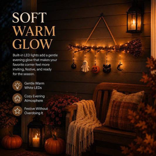 ⚡Ventes Flash 49% DE RÉDUCTION🔥Décoration Murale Balai d'Automne Lumineux🍂