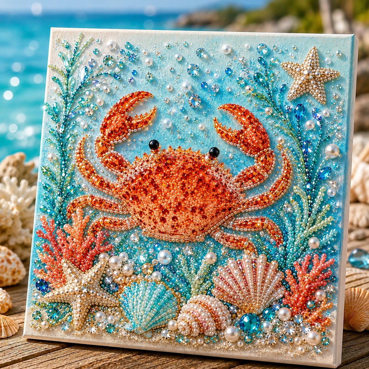 Crab pearl art