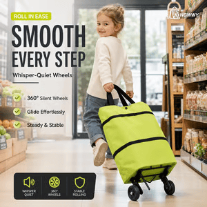 🛒 2-in-1 Foldable Rolling Shopping Trolley Bag -[49% OFF]- ✨ 23L Large Capacity Reduce Hand Strain