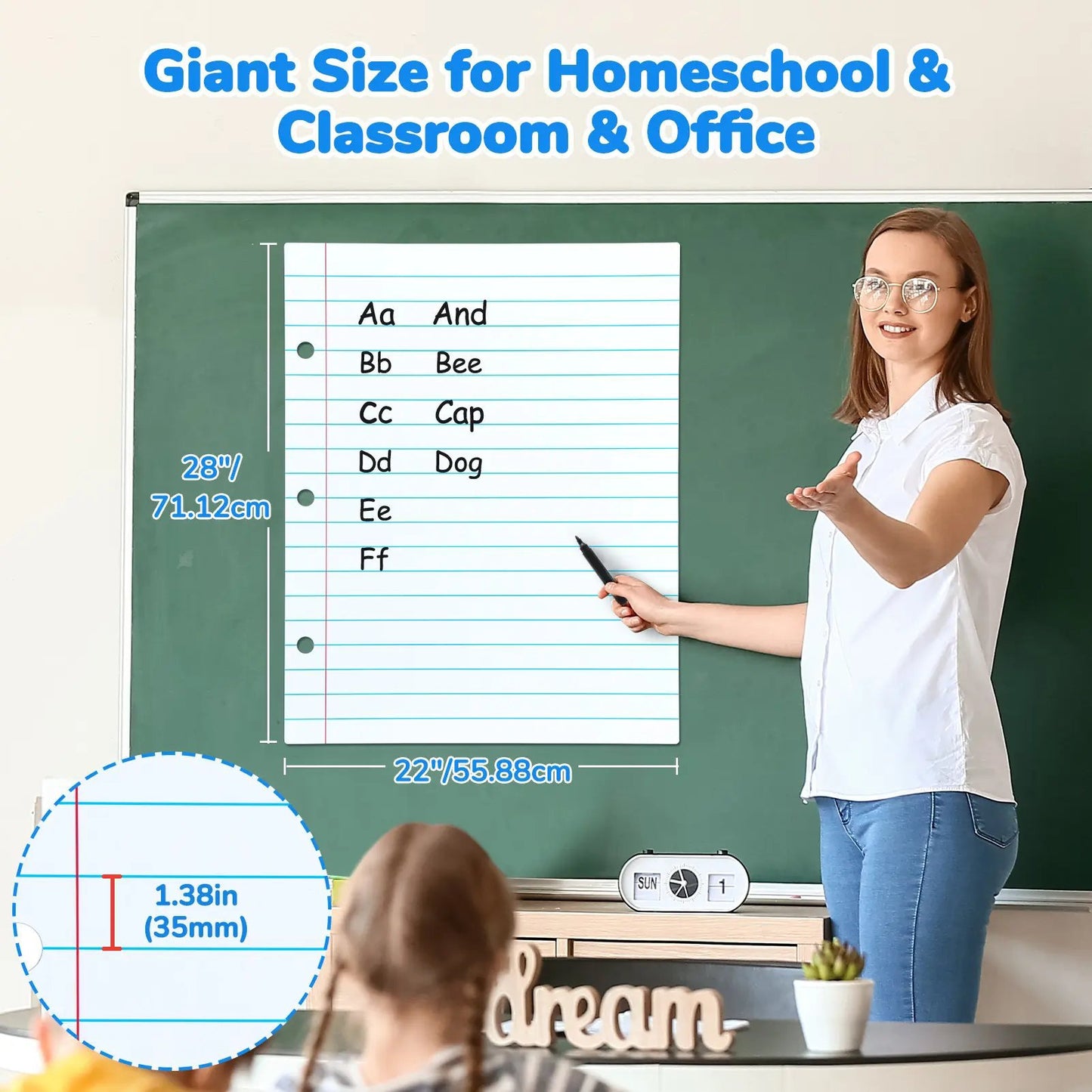 🔥Back to School Essential 49% OFF📝 Giant Magnetic Lined Paper Whiteboard🧑‍🏫💕Perfect for Teaching, Writing Practice, To-Do Lists & Daily Planning