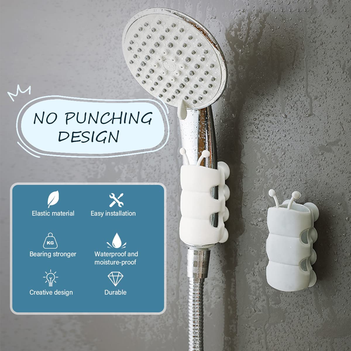 🎉Factory Clearance Sale 60% OFF📦Strong Suction Cup Shower Head Holder, No Drill Removable Shower Head Mount Bracket