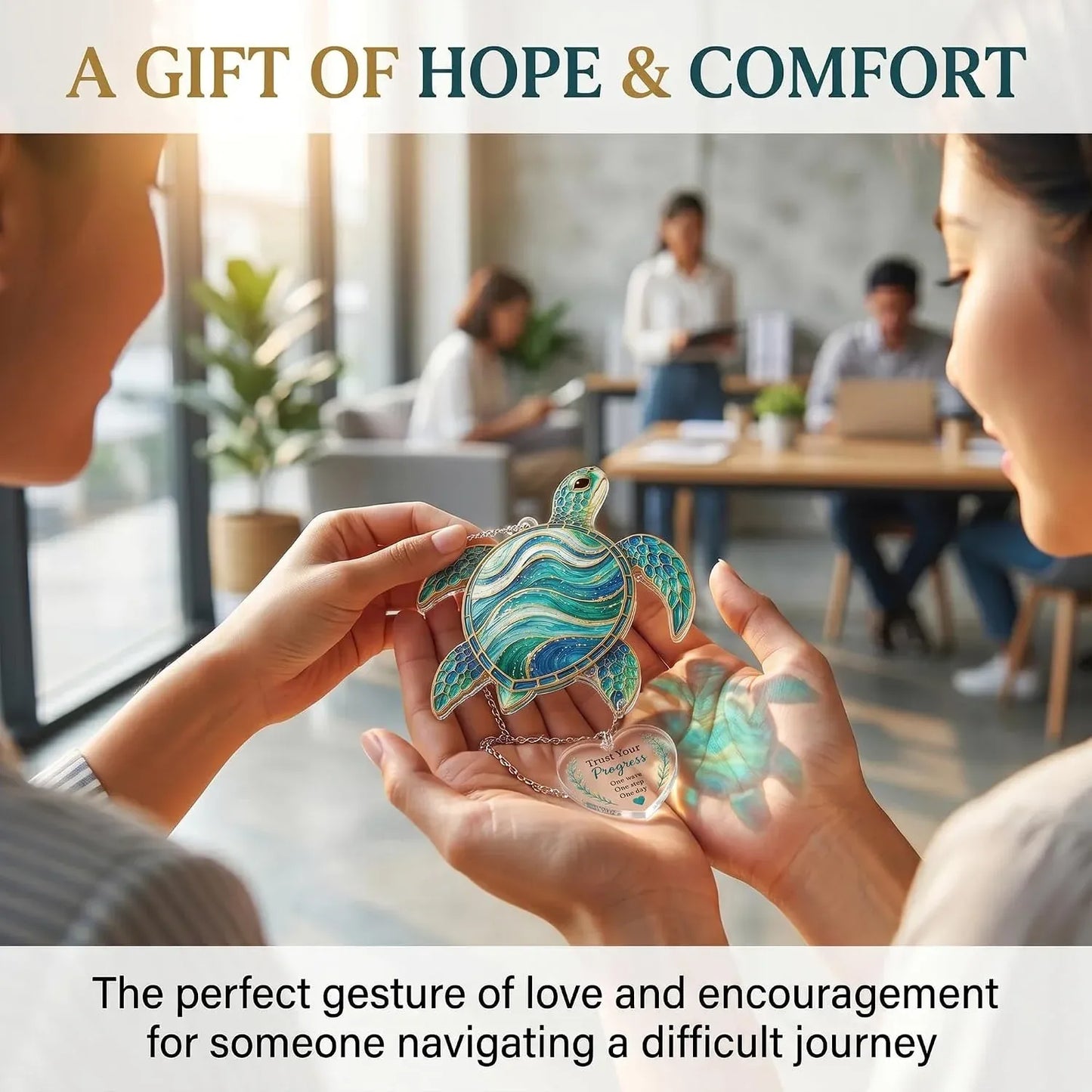 Inspirational Suncatcher with Story Card – Sea Turtle, Butterfly & Dragonfly Window Hanging Decor