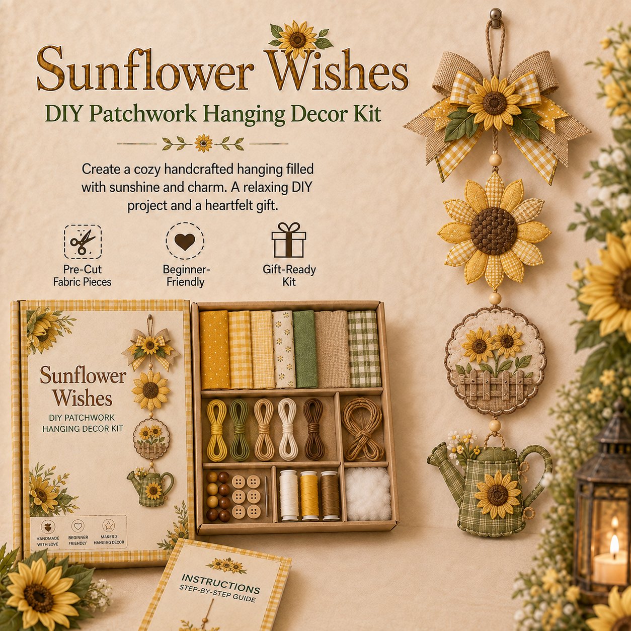 🔥Last Day BUY 3 GET 1 FREE✨ DIY Patchwork Hanging Decor Kit | A Heartfelt Handmade Decoration Full of Love & Memories