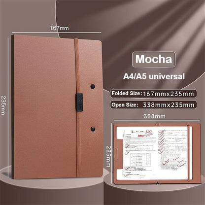 A4/A5 Foldable Clipboard Portfolio – Portable Writing Board with Strong Clip & Elastic Strap