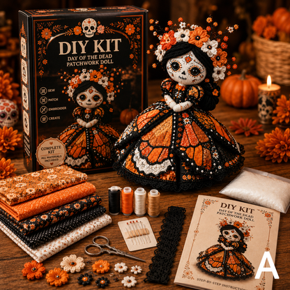 🔥50% Off Last Day - BUY 3 GET 1 FREE-Day of the Dead Patchwork Doll DIY Kit