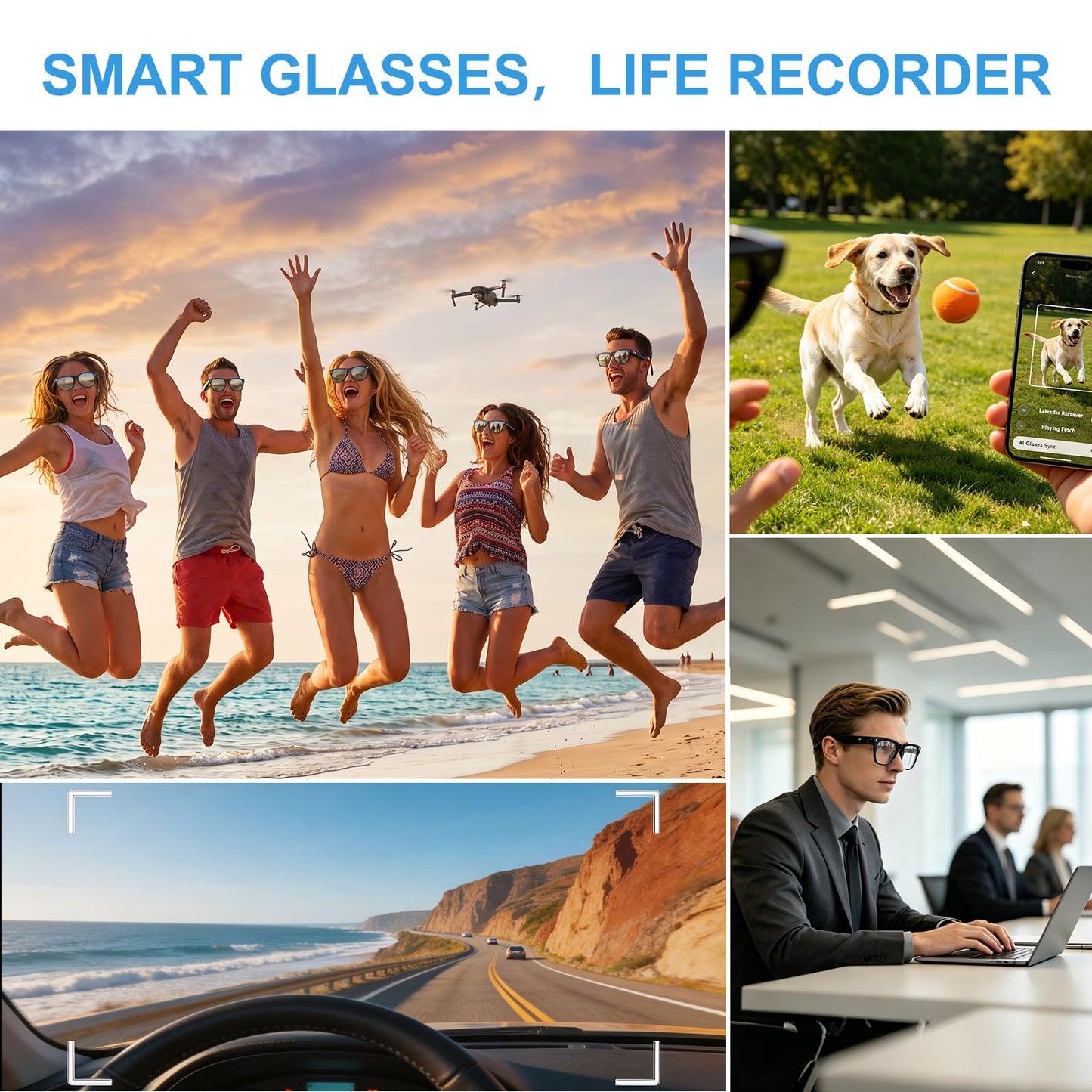 AI Smart Glasses with 4K Camera, Real-Time Translation & Open-Ear Audio
