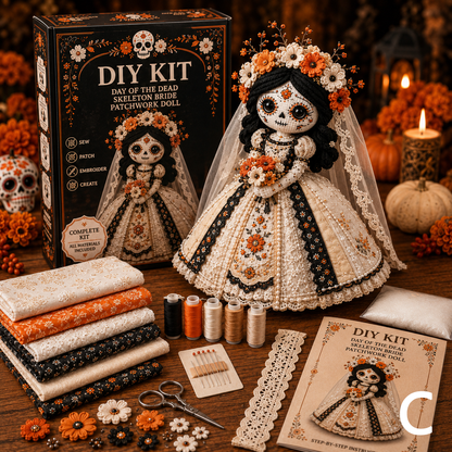 🔥50% Off Last Day - BUY 3 GET 1 FREE-Day of the Dead Patchwork Doll DIY Kit