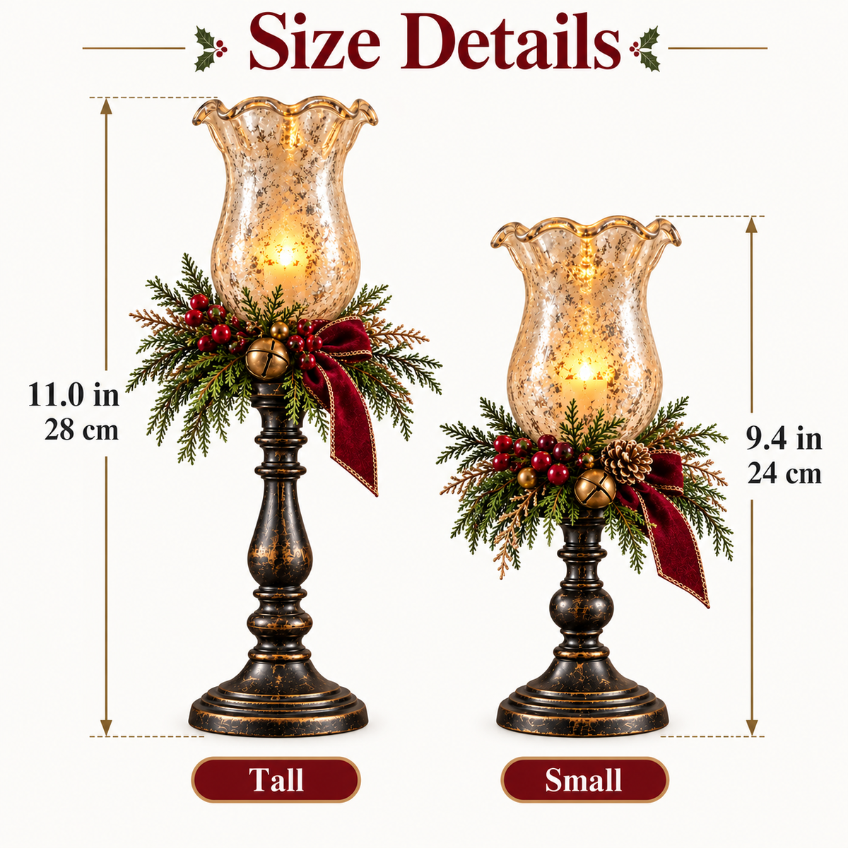 🕯️ Candlelit Christmas | Vintage Mercury Glass Candle Lamp