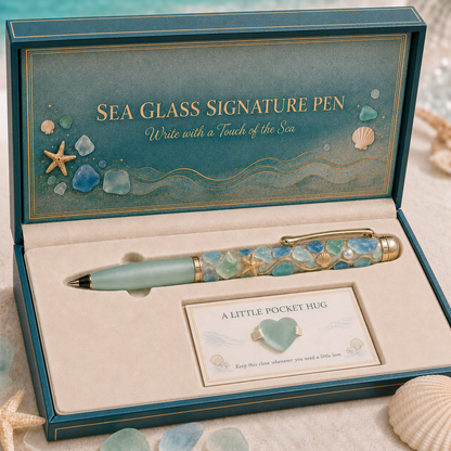 📢The Last 30🔥 - Sea Glass Signature Pen Gift Set with Pocket Hug