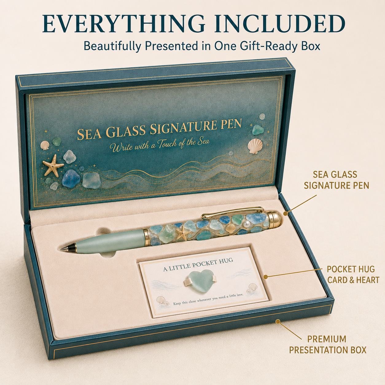 📢The Last 30🔥 - Sea Glass Signature Pen Gift Set with Pocket Hug