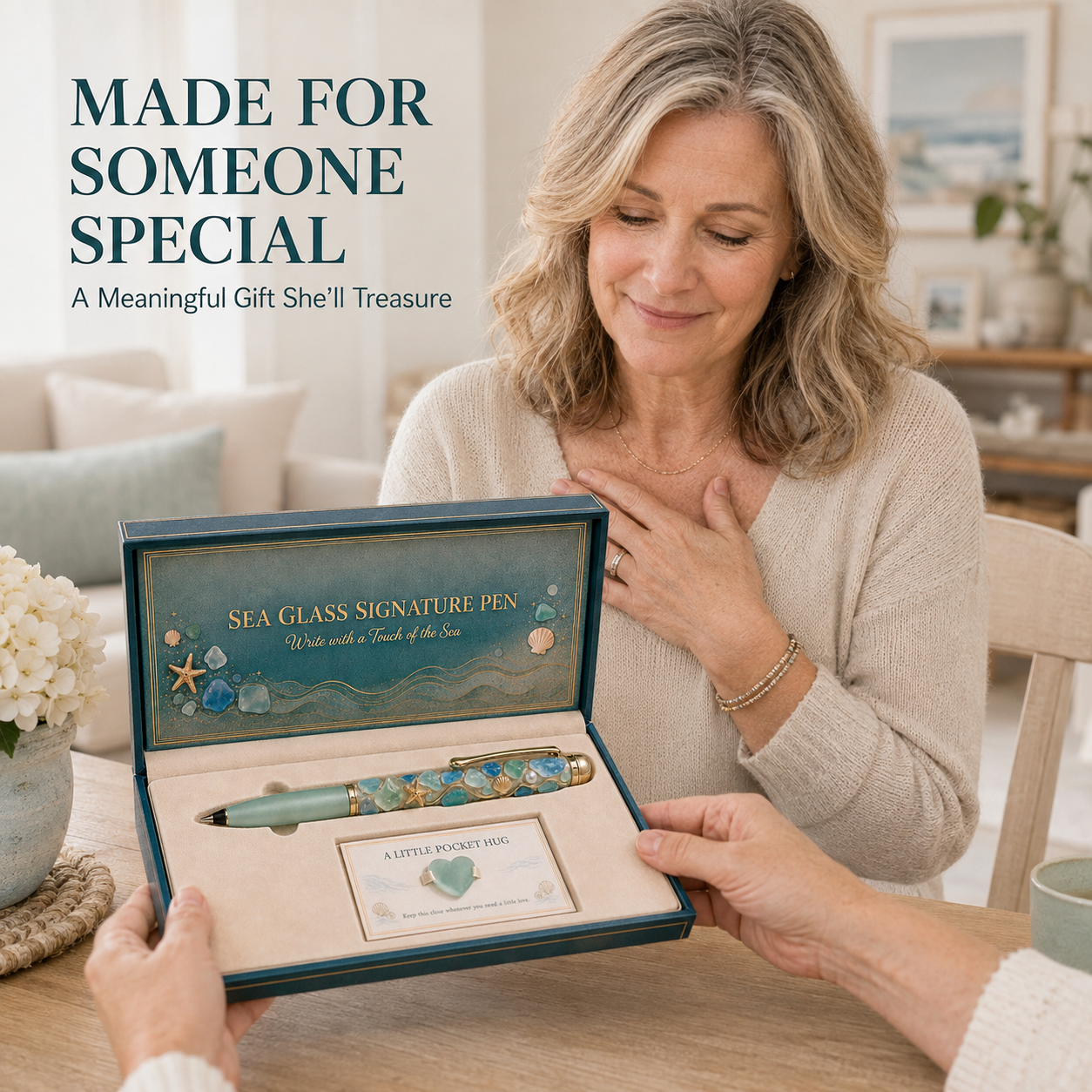 📢The Last 30🔥 - Sea Glass Signature Pen Gift Set with Pocket Hug